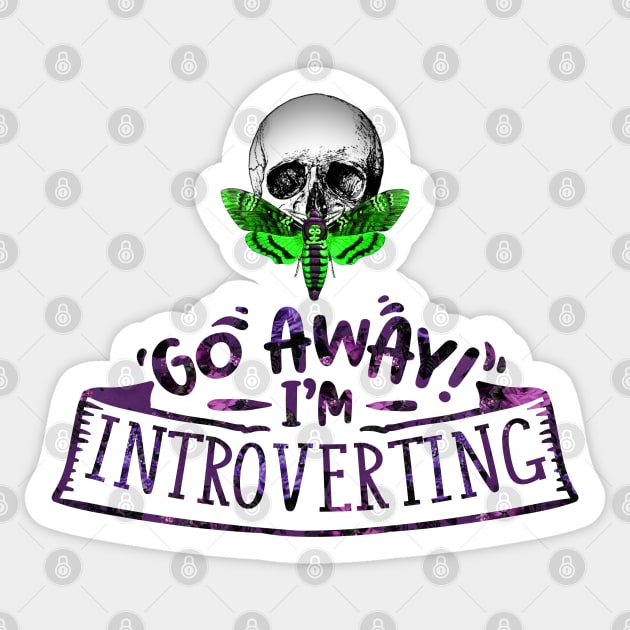 Go Away I'm Introverting - Skull Moth - acid green - Anti-Social Butterfly collection. Sticker by Wanderer Bat